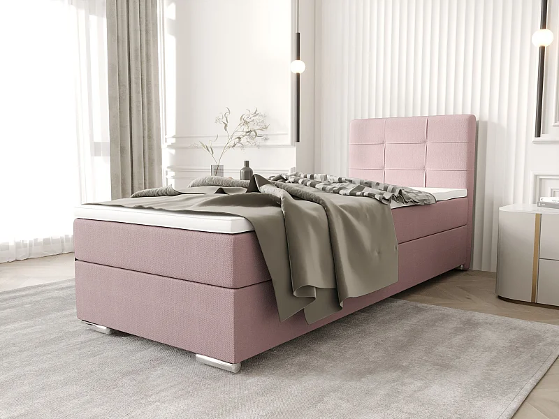BEDANTE Lit boxspring ZAKO 1 80x200 Cosmic 14 Rose Ouverture à gauche Lit Litkasten