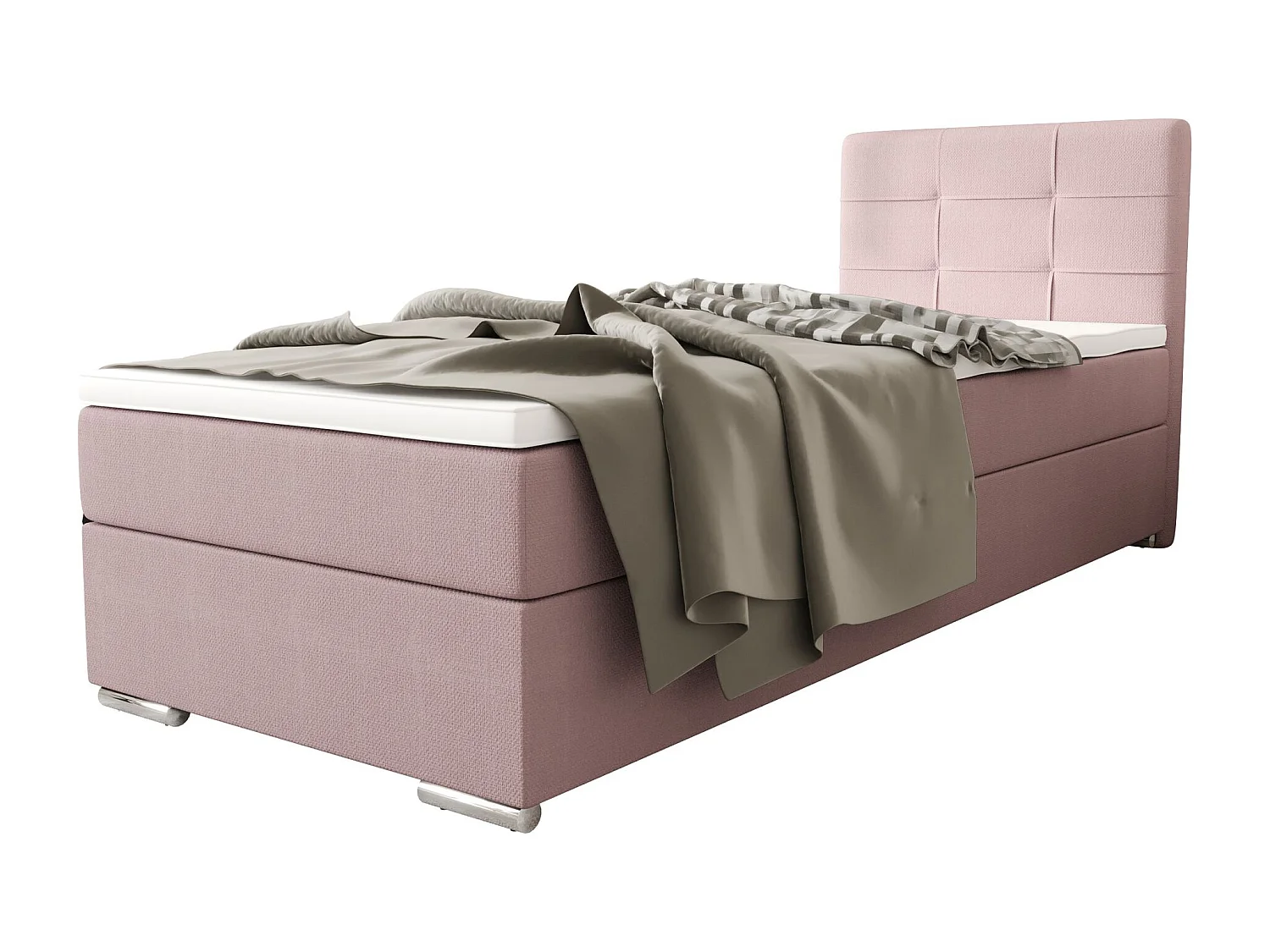 BEDANTE Lit boxspring ZAKO 1 80x200 Cosmic 14 Rose Ouverture à gauche Lit Litkasten