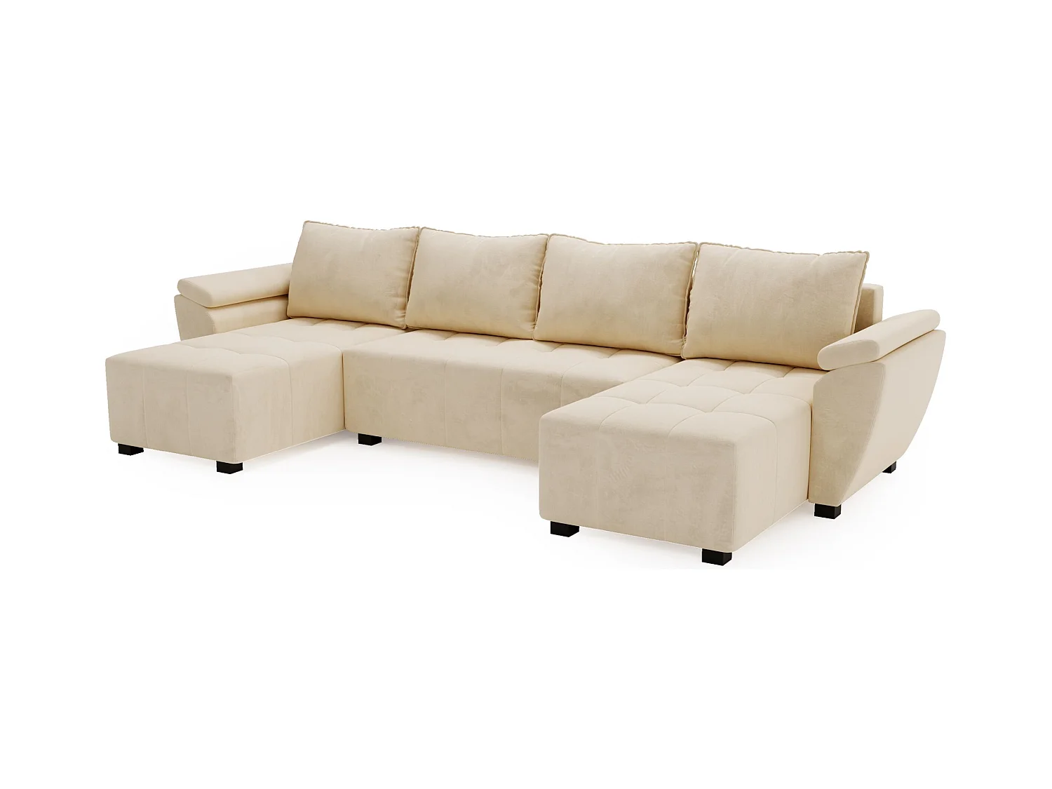 BEDANTE canapé d’angle ZEUS U Monolith 02 beige avec fonction lit canapé en forme de U avec coffre de rangement canapé de salon canapé convertible