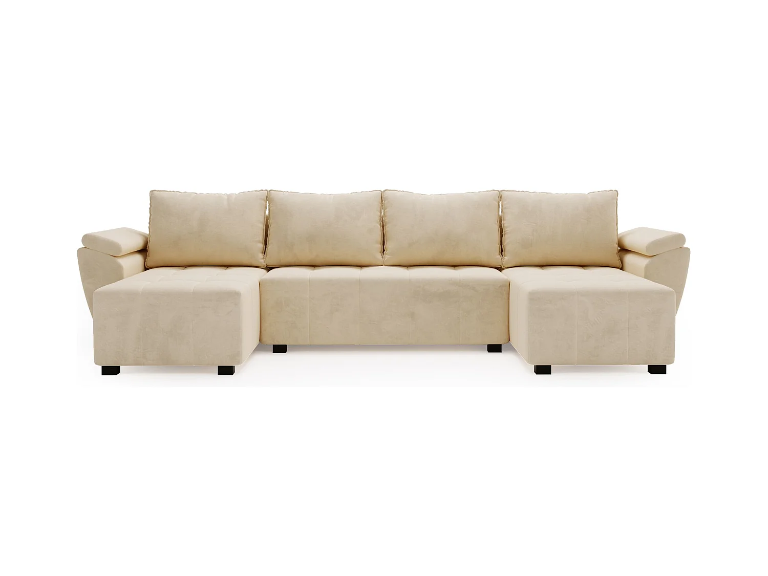 BEDANTE canapé d’angle ZEUS U Monolith 02 beige avec fonction lit canapé en forme de U avec coffre de rangement canapé de salon canapé convertible