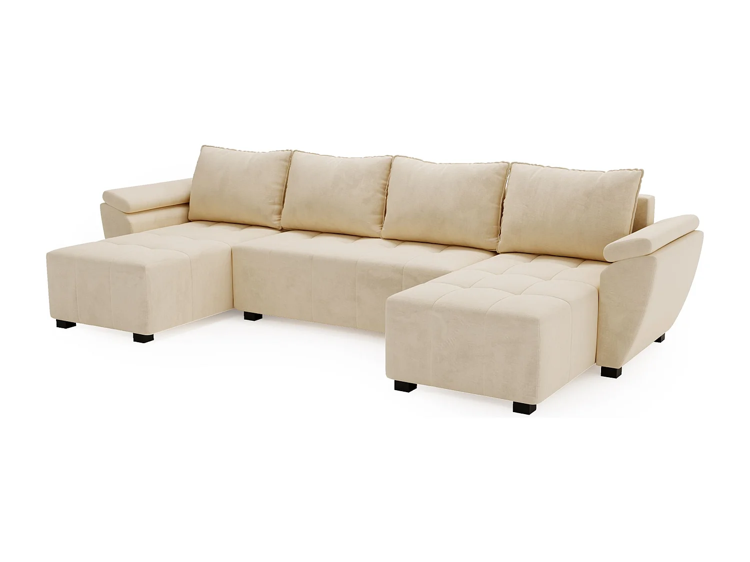 BEDANTE canapé d’angle ZEUS U Monolith 02 beige avec fonction lit canapé en forme de U avec coffre de rangement canapé de salon canapé convertible