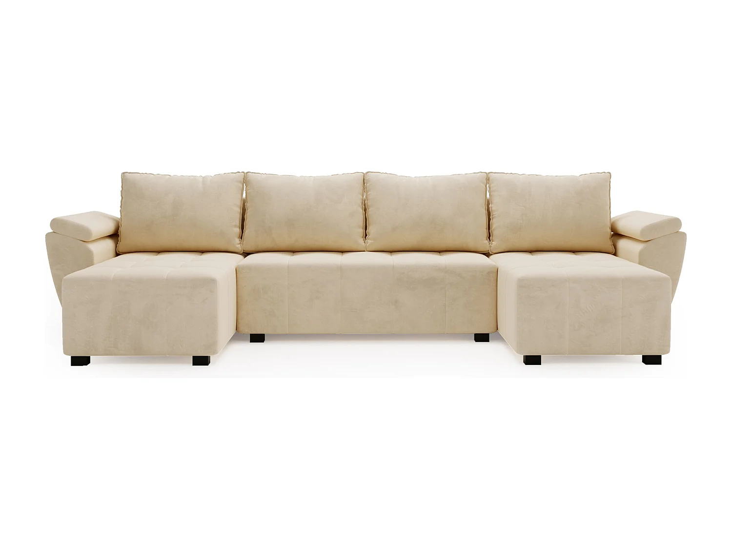 BEDANTE canapé d’angle ZEUS U Monolith 02 beige avec fonction lit canapé en forme de U avec coffre de rangement canapé de salon canapé convertible