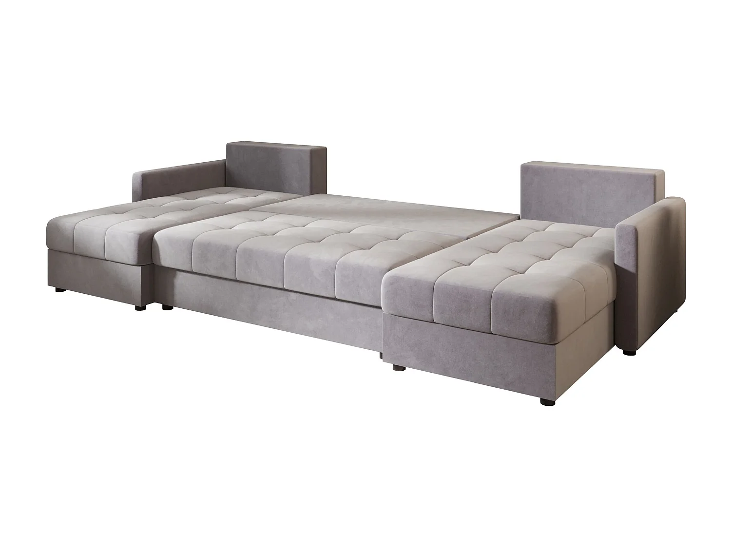 BEDANTE canapé d'angle MOS U BIS Itaka 50 gris avec fonction de couchage canapé en U avec coffre de rangement canapé de salon canapé convertible coffre de rangement