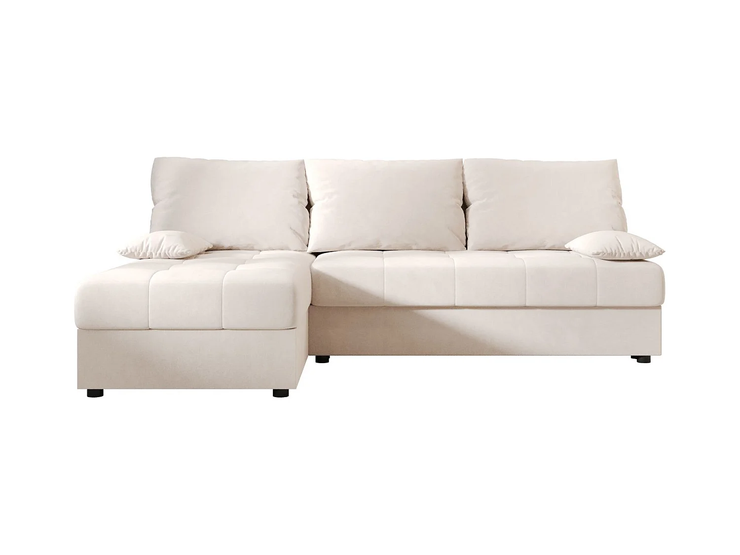 BEDANTE canapé d’angle MOS L Itaka 16 gauche beige avec fonction de couchage canapé en forme de L avec coffre de rangement