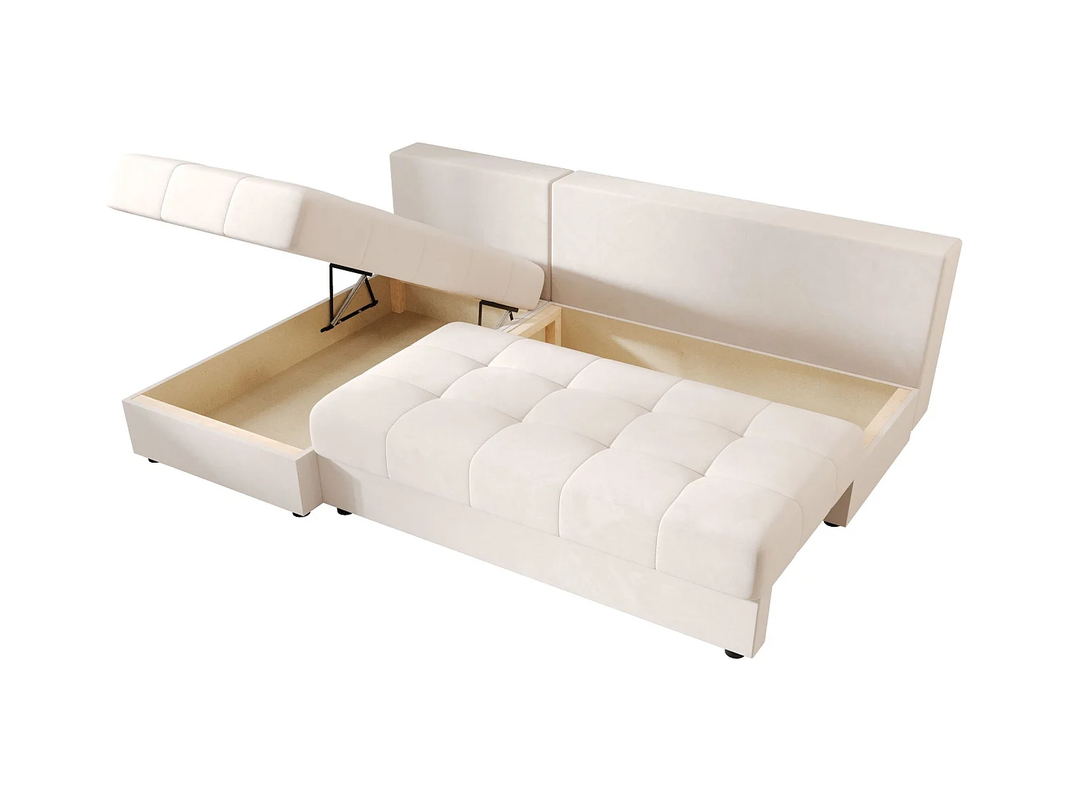 BEDANTE canapé d’angle MOS L Itaka 16 gauche beige avec fonction de couchage canapé en forme de L avec coffre de rangement