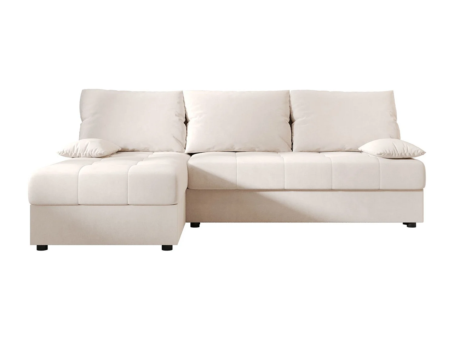 BEDANTE canapé d’angle MOS L Itaka 16 gauche beige avec fonction de couchage canapé en forme de L avec coffre de rangement