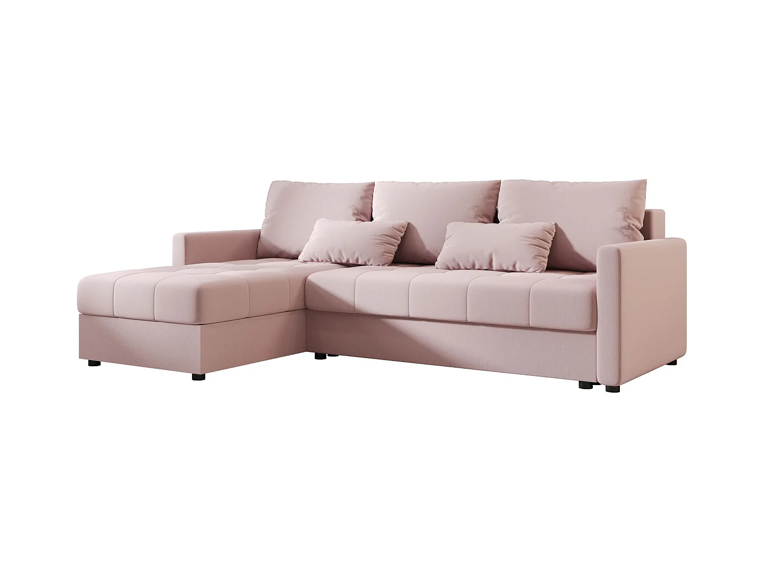 BEDANTE narożnik MOS L BIS Cosmic 14 rose gauche avec fonction de lit canapé en L avec coffre de rangement canapé de salon, canapé convertible