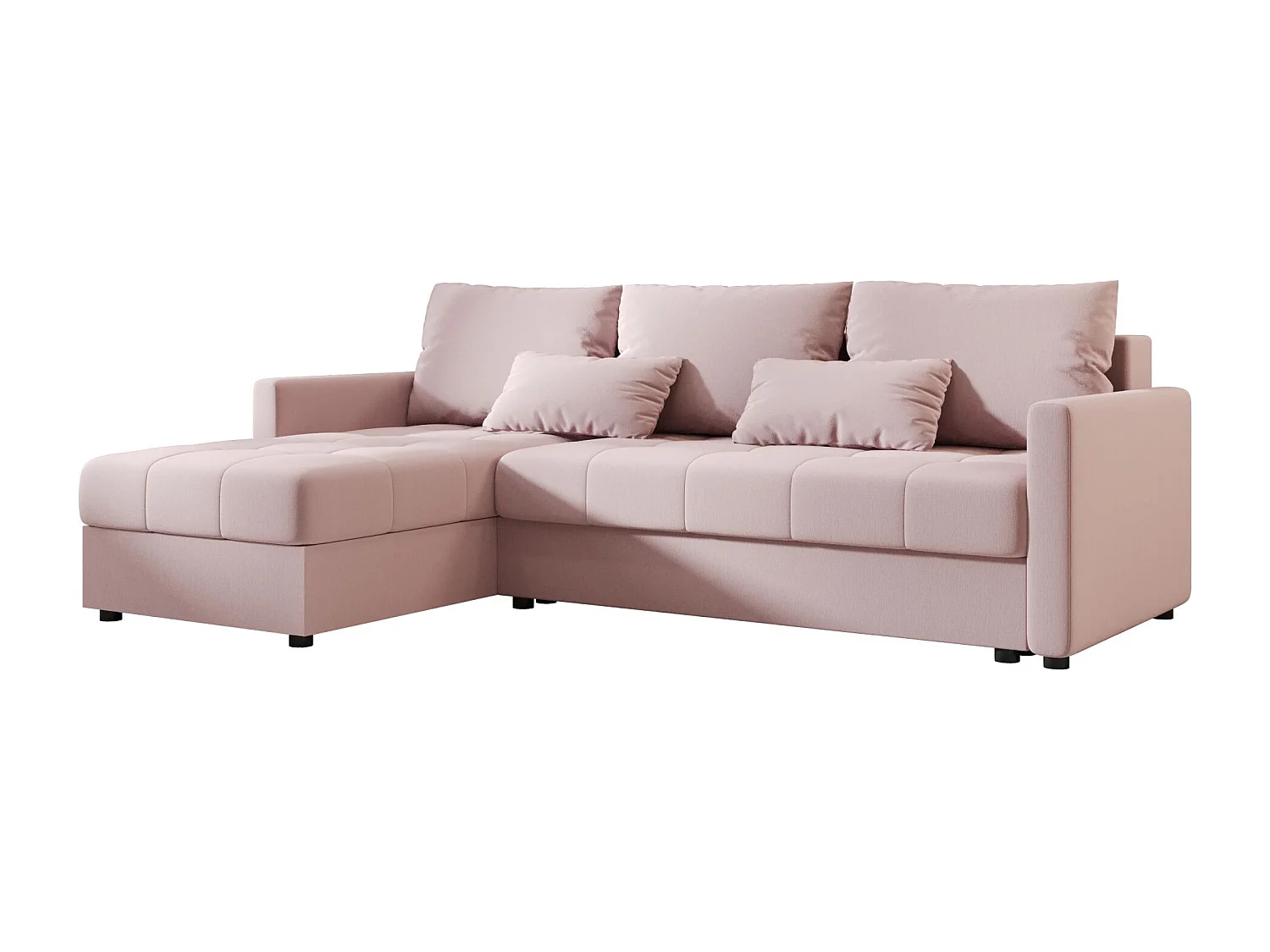 BEDANTE narożnik MOS L BIS Cosmic 14 rose gauche avec fonction de lit canapé en L avec coffre de rangement canapé de salon, canapé convertible