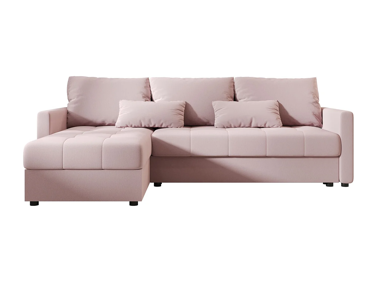 BEDANTE narożnik MOS L BIS Cosmic 14 rose gauche avec fonction de lit canapé en L avec coffre de rangement canapé de salon, canapé convertible