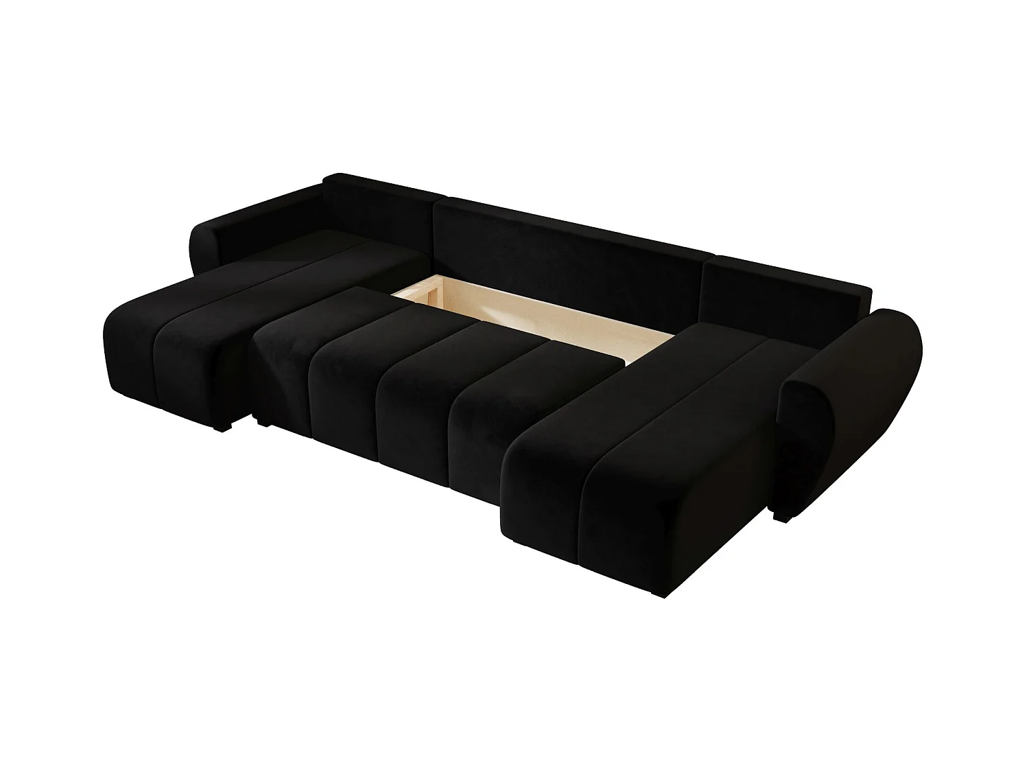 Canapé d'angle BEDANTE MOLISA U itaka 15 noir avec fonction couchage Canapé d'angle en forme de U avec espace de rangement Coffre à literie