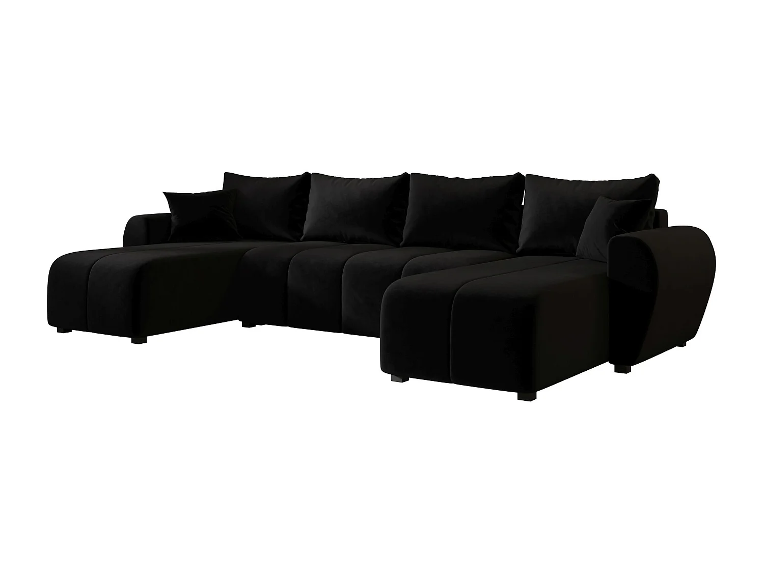 Canapé d'angle BEDANTE MOLISA U itaka 15 noir avec fonction couchage Canapé d'angle en forme de U avec espace de rangement Coffre à literie