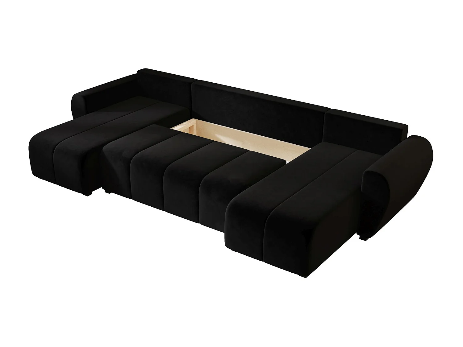 Canapé d'angle BEDANTE MOLISA U itaka 15 noir avec fonction couchage Canapé d'angle en forme de U avec espace de rangement Coffre à literie