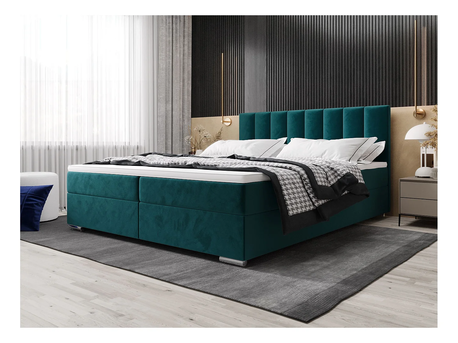 BEDANTE Boxspringbett ZILANO2 160x200 Itaka 39 Blau bed bedkasten tweepersoonsbed hotelbed topper matras slaapkamer opbergruimte