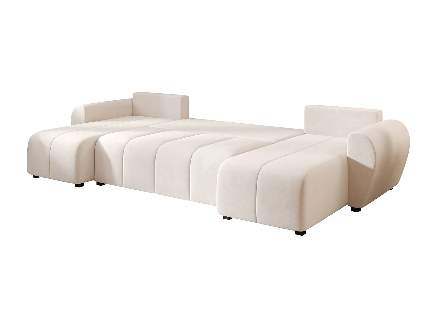 Canapé d'angle BEDANTE MOLISA U itaka 16 noir avec fonction couchage Canapé d'angle en forme de U avec espace de rangement Coffre à literie