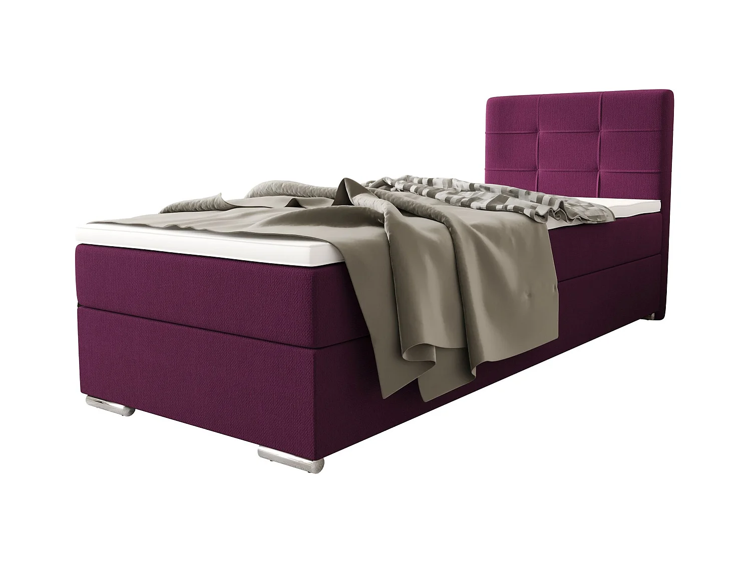 BEDANTE Boxspringbett ZAKO 1 90x200 Cosmic 110 Violett Links Öffnung Bett Bettkasten Einzellbett Hotelbett Topper Matratze Schlafzimmer Stauraum