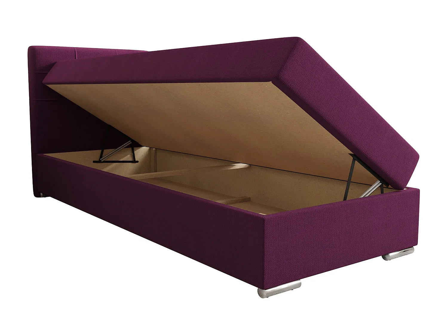 BEDANTE Boxspringbett ZAKO 1 90x200 Cosmic 110 Violett Links Öffnung Bett Bettkasten Einzellbett Hotelbett Topper Matratze Schlafzimmer Stauraum