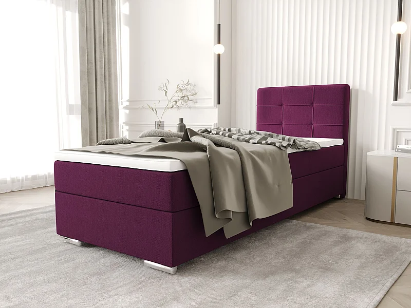 BEDANTE Lit boxspring ZAKO 1 90x200 Cosmic 110 Violet Ouverture à gauche Lit Litkasten