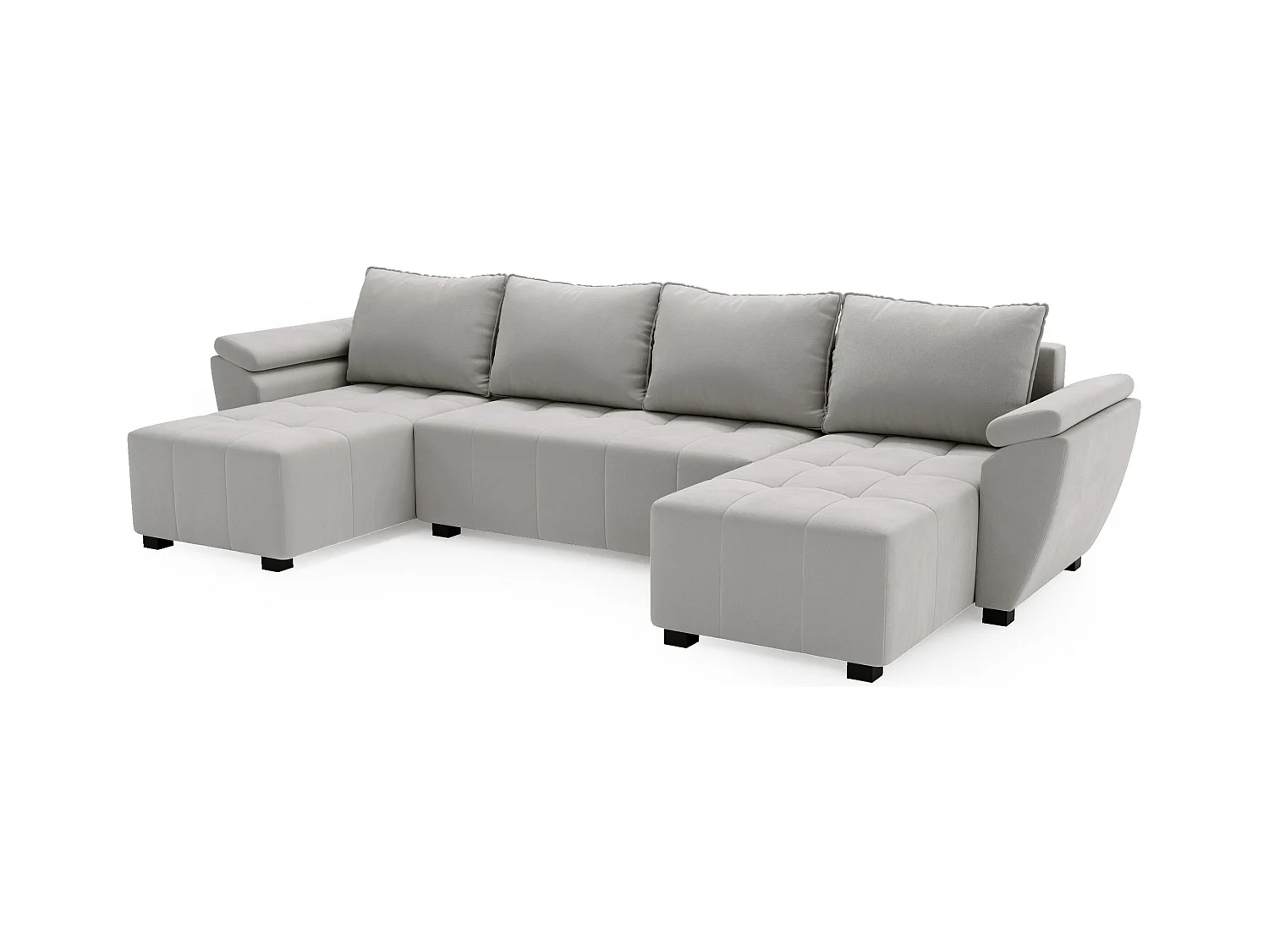 BEDANTE canapé d’angle ZEUS U Monolith 84 gris avec fonction lit canapé en forme de U avec coffre de rangement canapé de salon canapé convertible