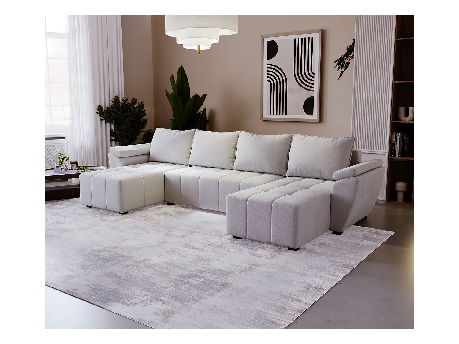 BEDANTE Ecksofa ZEUS U Monolith 84 Grau mit Schlaffunktion U-Form Sofa mit Stauraum Bettkasten Wohnzimmersofa Couch Sofa Bettsofa Bettkasten Bettcouch