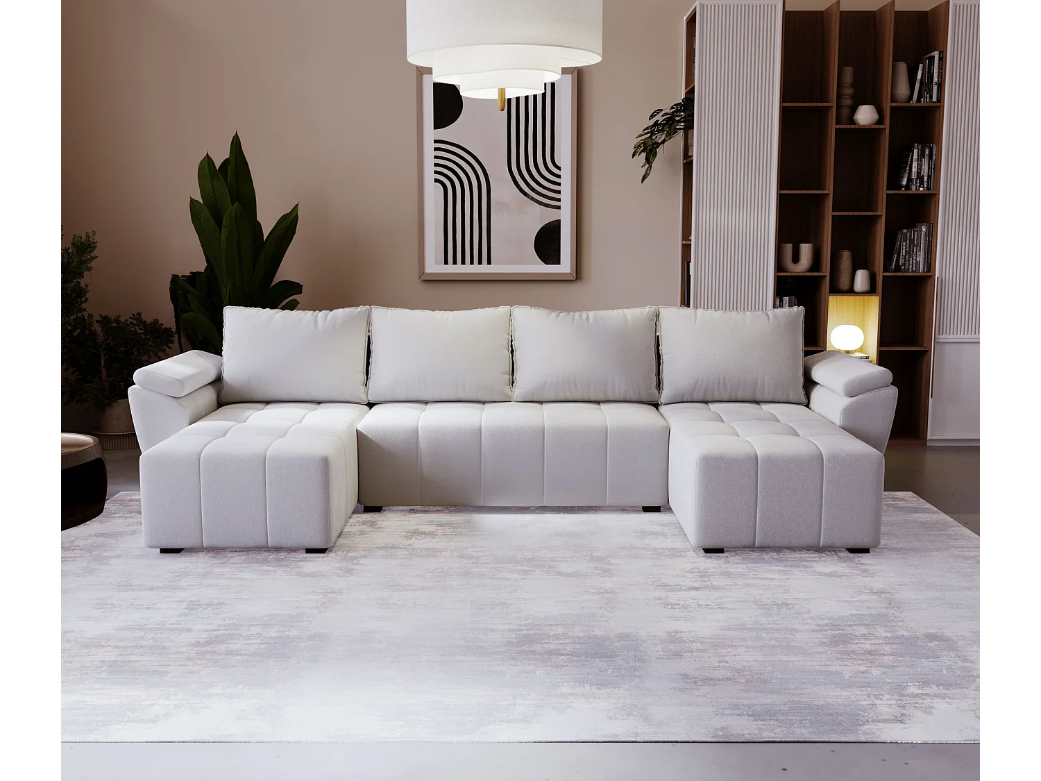 BEDANTE hoekbank ZEUS U Monolith 84 grijs met slaapfunctie U-vormige bank met opbergruimte woonkamerbank slaapbank