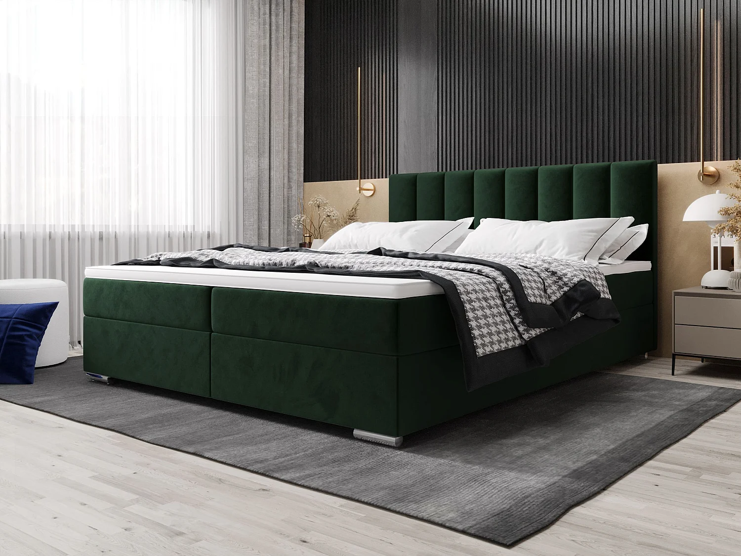 BEDANTE lit à sommier tapissier ZAKO 2 160x200 Itaka 10 Grün lit litkasten