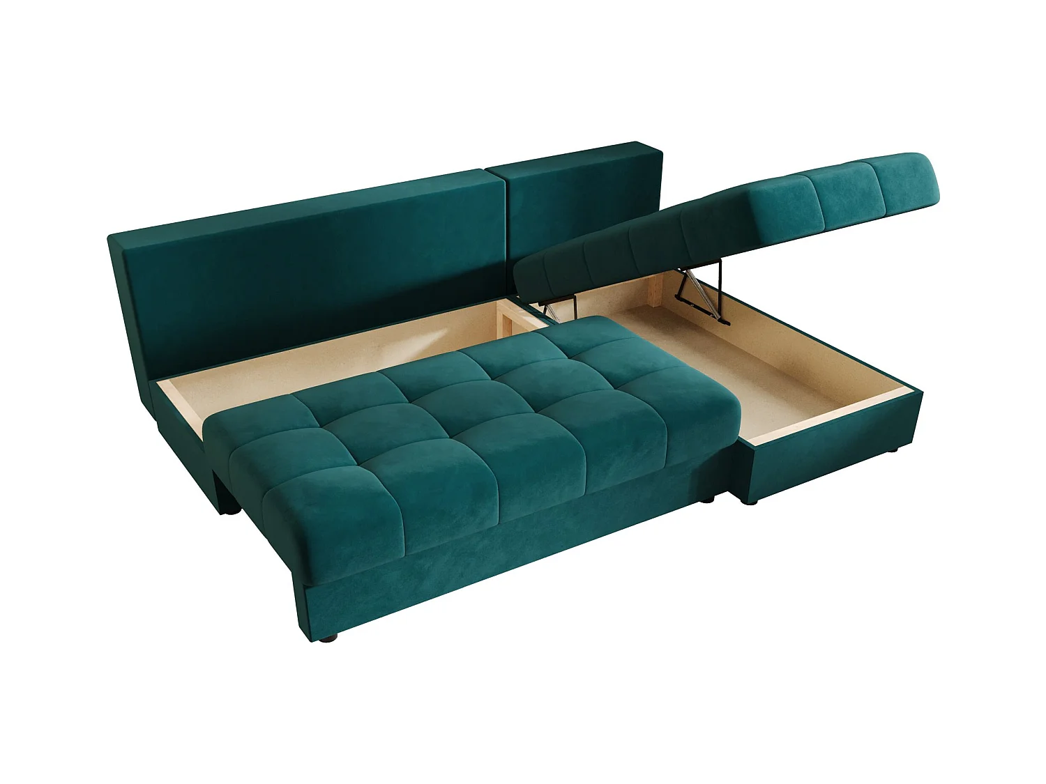 BEDANTE canapé d’angle MOS L Itaka 39 droite turquoise avec fonction de couchage canapé en forme de L avec coffre de rangement