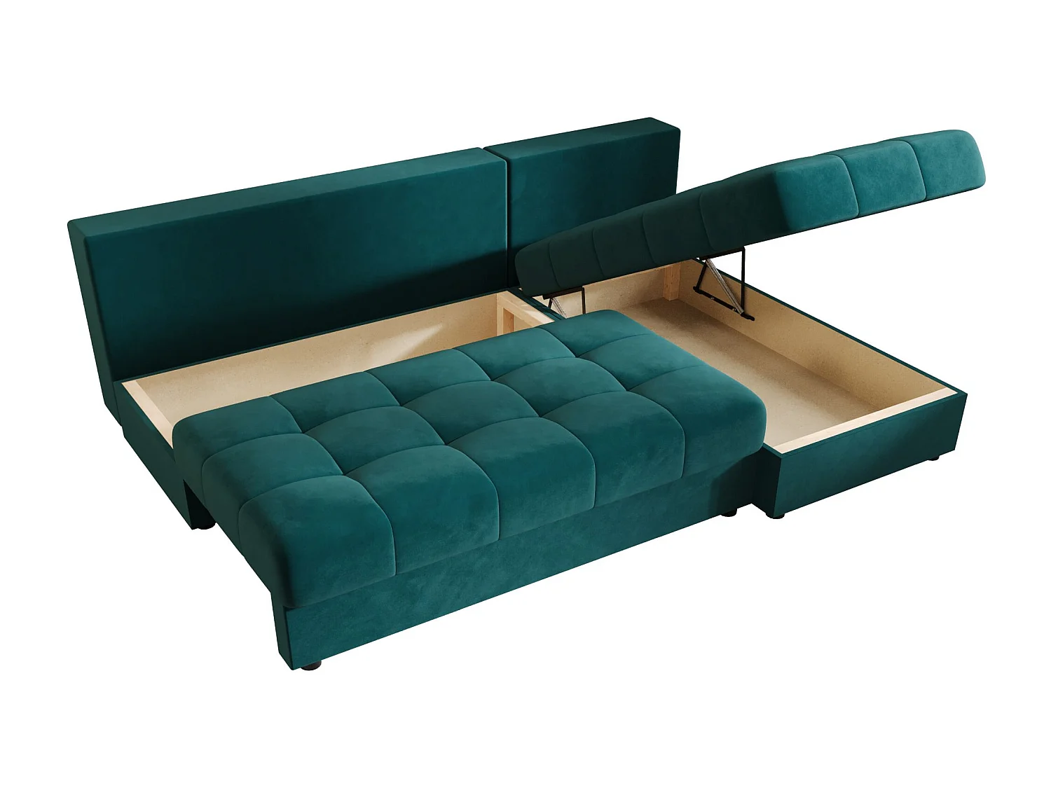 BEDANTE canapé d’angle MOS L Itaka 39 droite turquoise avec fonction de couchage canapé en forme de L avec coffre de rangement