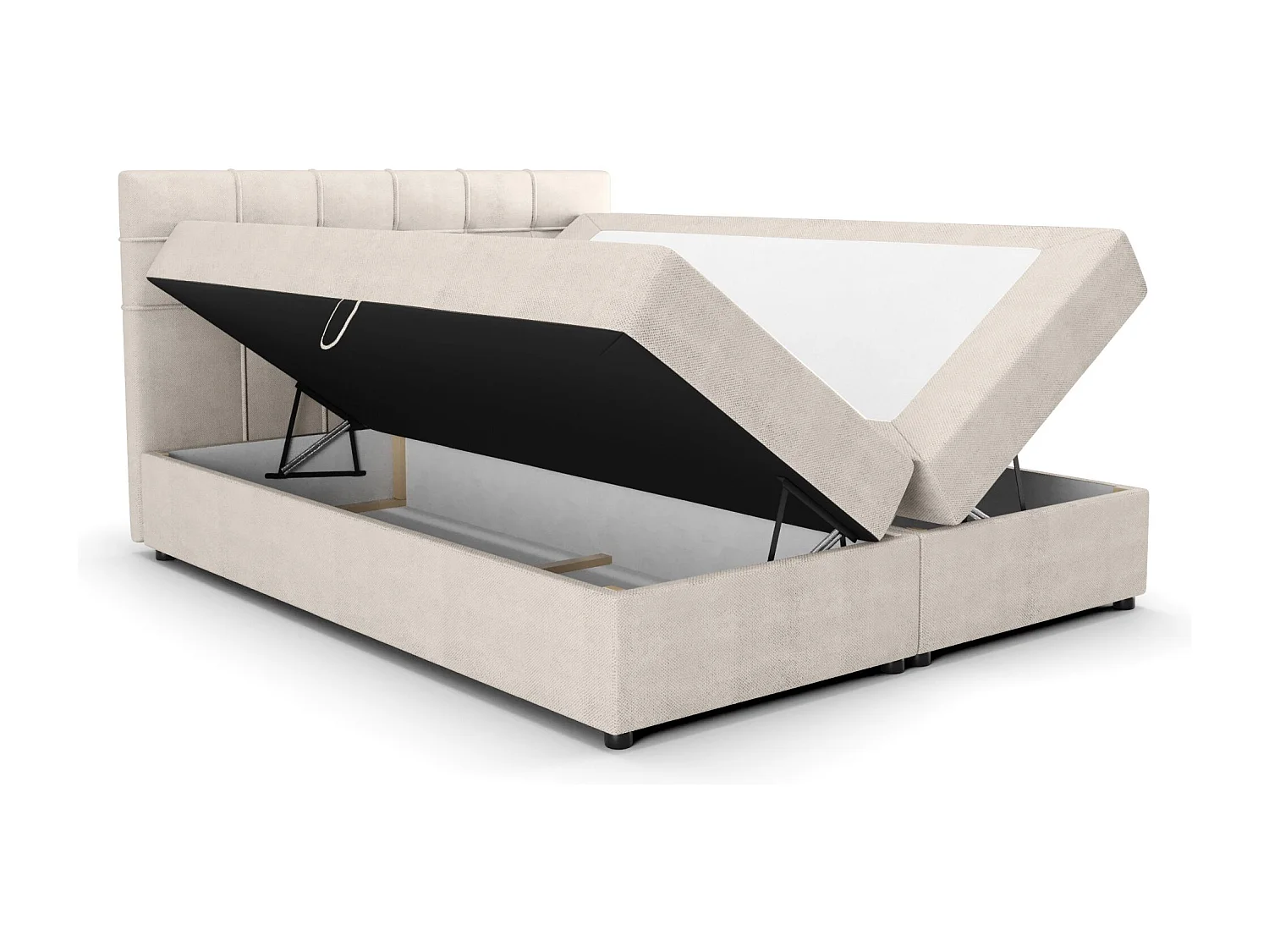 BEDANTE Boxspringbett KIDA 200x200 Curio 09 Ecru Bett Bettkasten Ehebett Hotelbett Schlafzimmer Topper Matratze Stauraum