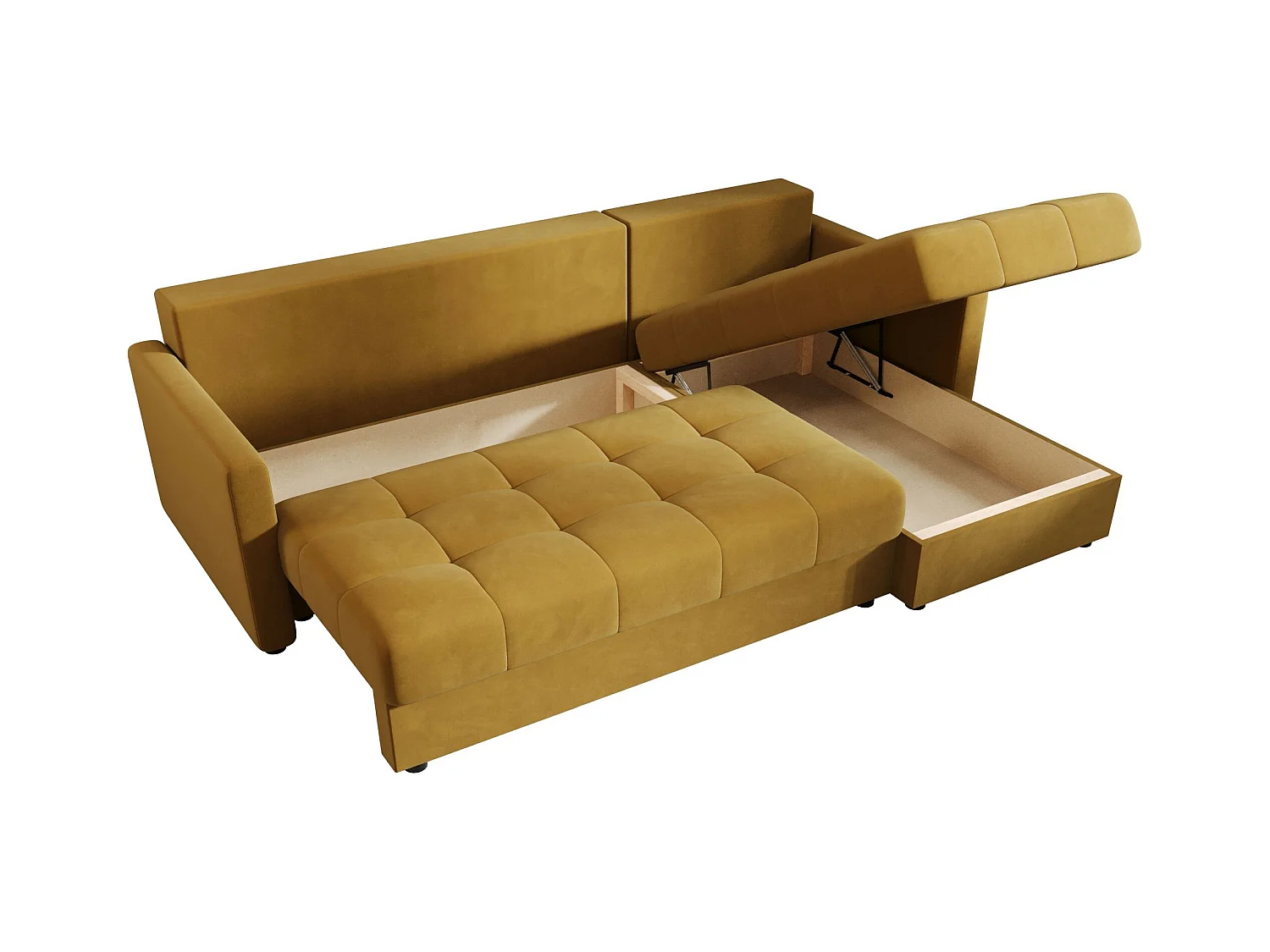 BEDANTE narożnik MOS L BIS Itaka 33 orange droite avec fonction de lit canapé en L avec coffre de rangement canapé de salon, canapé convertible