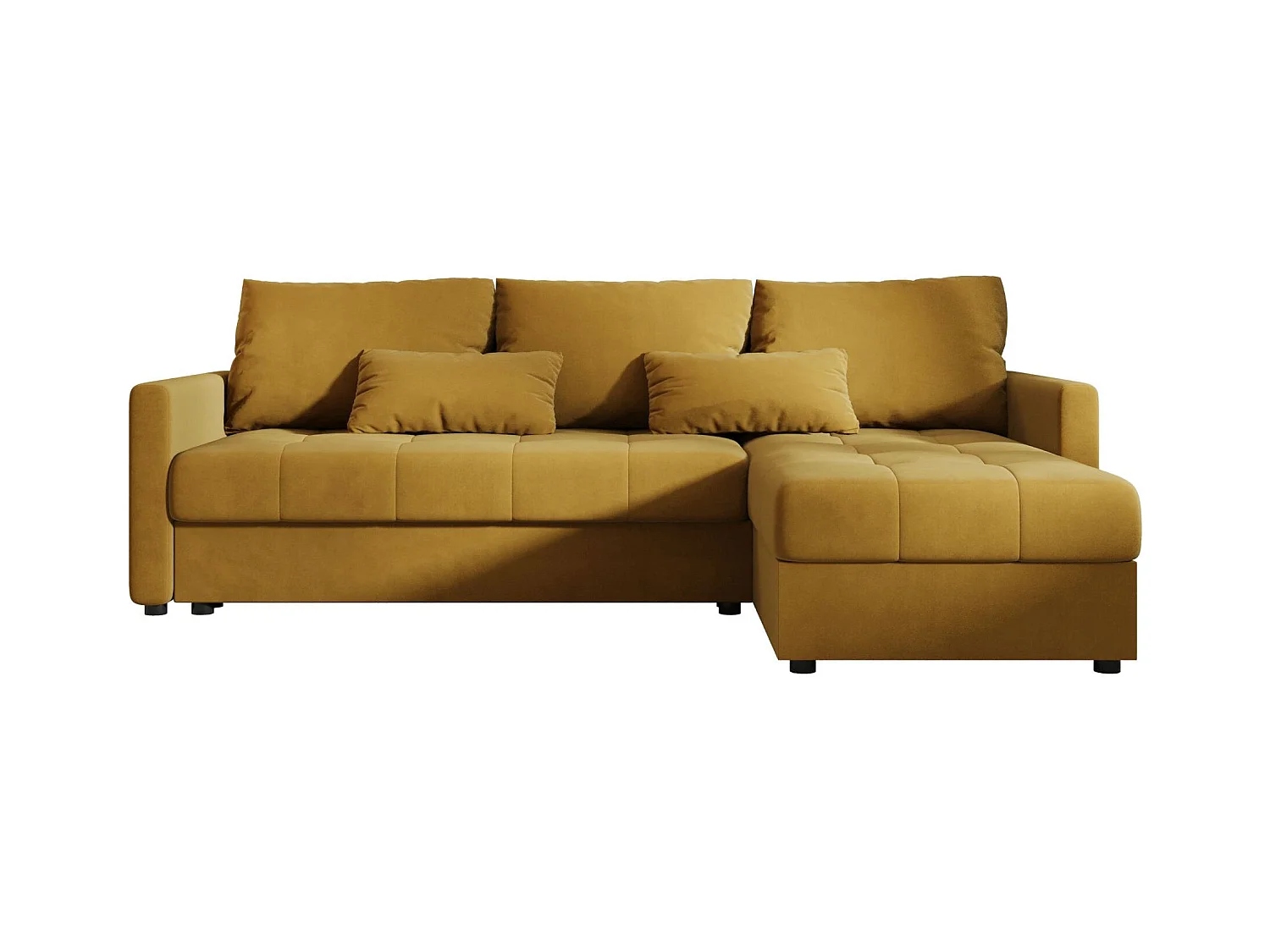 BEDANTE narożnik MOS L BIS Itaka 33 orange droite avec fonction de lit canapé en L avec coffre de rangement canapé de salon, canapé convertible