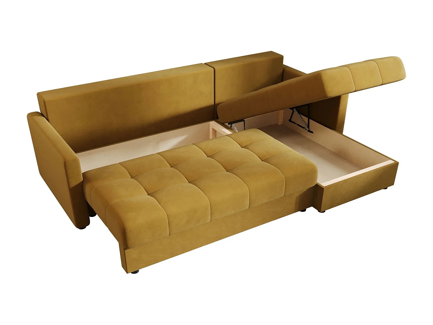 BEDANTE narożnik MOS L BIS Itaka 33 orange droite avec fonction de lit canapé en L avec coffre de rangement canapé de salon, canapé convertible