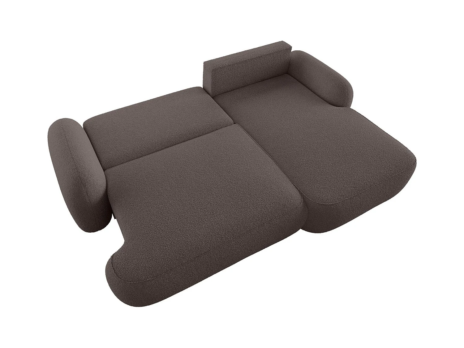 BEDANTE Canapé d’angle MOLLY L Droit TERRA FROTTE 29 marron avec fonction lit en L avec coffre de rangement