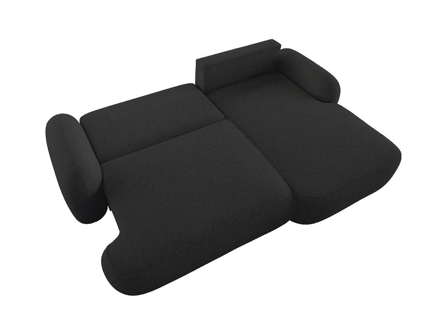 BEDANTE Canapé d’angle MOLLY L Droit TERRA FROTTE 14 noir avec fonction lit en L avec coffre de rangement