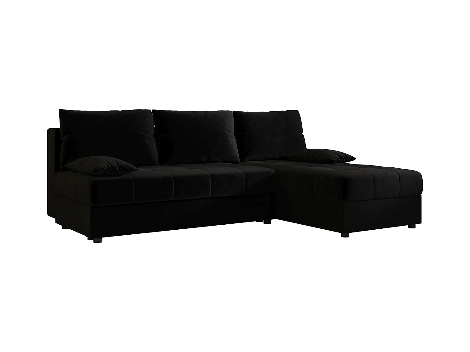 BEDANTE canapé d’angle MOS L Itaka 15 droite noir avec fonction de couchage canapé en forme de L avec coffre de rangement
