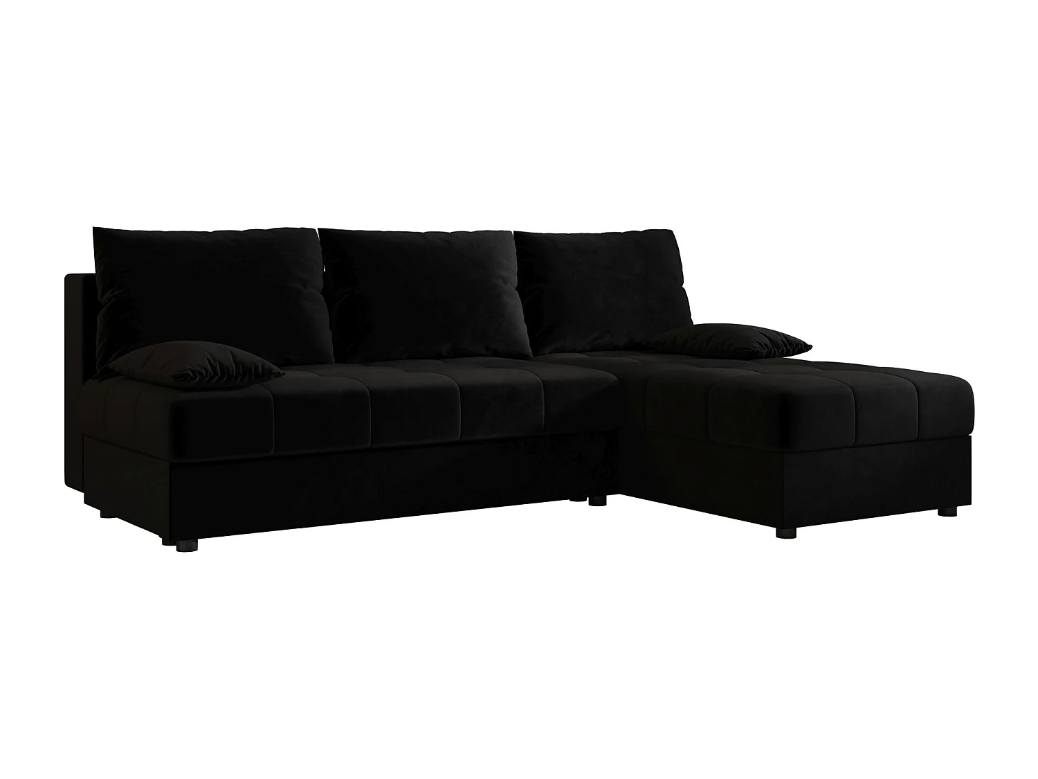 BEDANTE canapé d’angle MOS L Itaka 15 droite noir avec fonction de couchage canapé en forme de L avec coffre de rangement