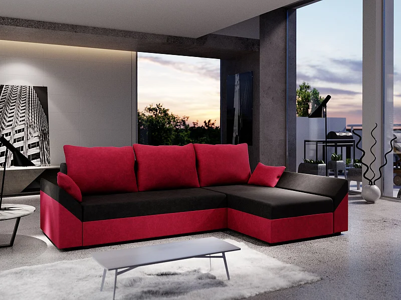 BEDANTE Narożnik DANTE L prawy Rainbow 15 + 22 Czarny/Czerwony