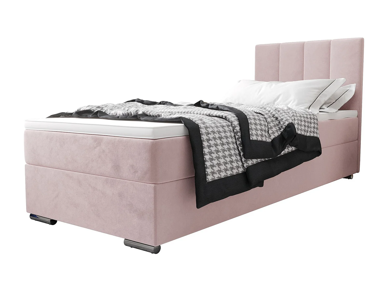 BEDANTE Lit boxspring ZAKO 2 90x200 Itaka 58 Rose Lit Ouverture à gauche Lit Litkasten