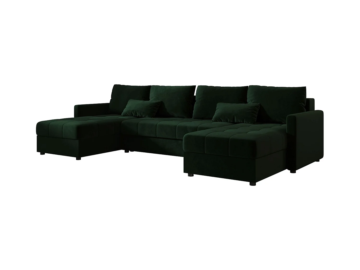 BEDANTE canapé d'angle MOS U BIS Itaka 10 vert foncé avec fonction de couchage canapé en U avec coffre de rangement