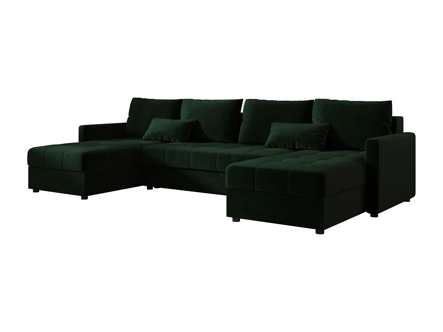 BEDANTE canapé d'angle MOS U BIS Itaka 10 vert foncé avec fonction de couchage canapé en U avec coffre de rangement