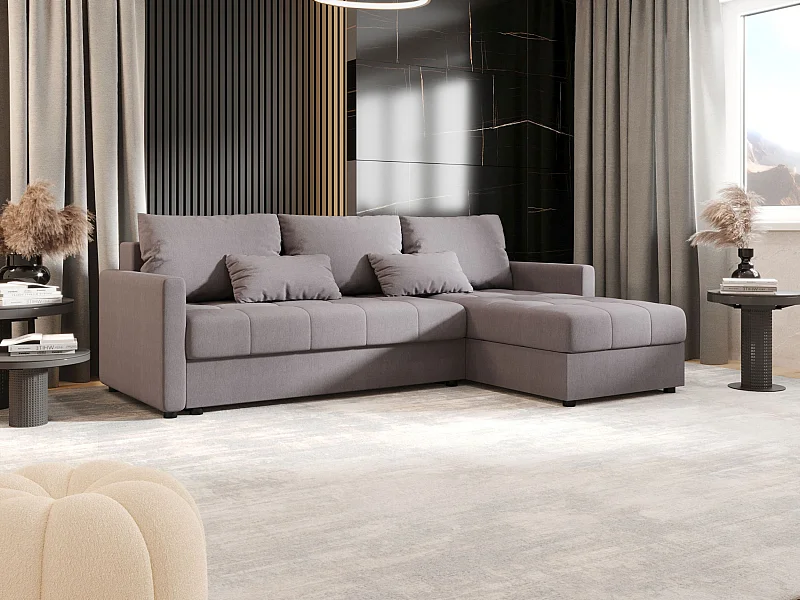 BEDANTE Ecksofa MOS L BIS Cosmic 160 Grau Rechts mit Schlaffunktion L-Form Sofa mit Stauraum Bettkasten Wohnzimmersofa Couch Sofa Bettsofa Bettkasten Bettcouch