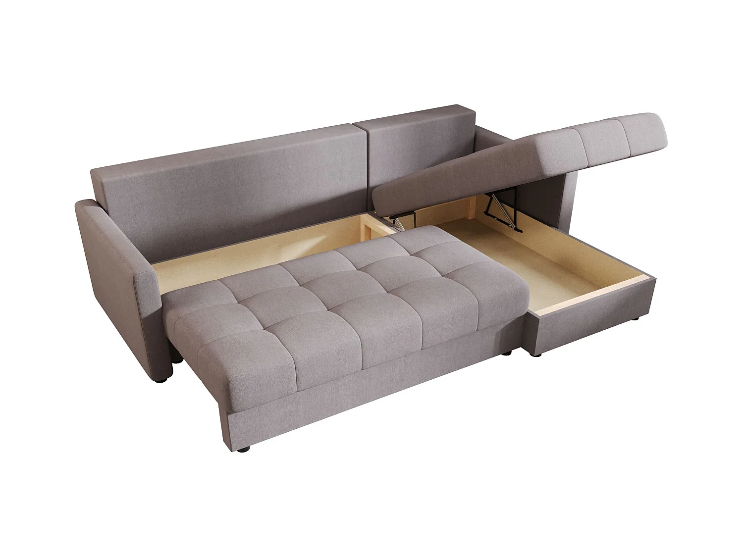 BEDANTE narożnik MOS L BIS Cosmic 160 gris droite avec fonction de lit canapé en L avec coffre de rangement canapé de salon, canapé convertible