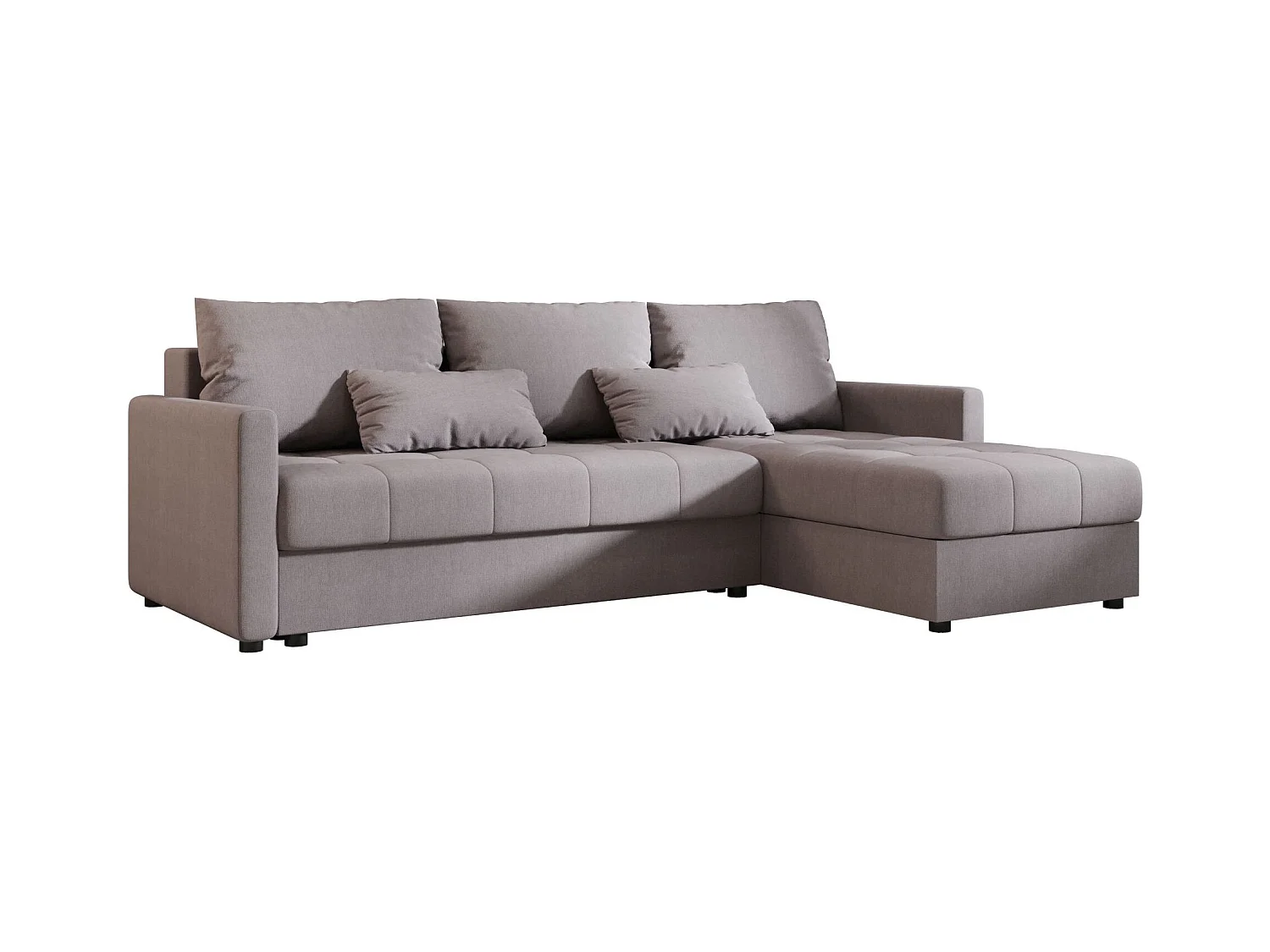 BEDANTE narożnik MOS L BIS Cosmic 160 gris droite avec fonction de lit canapé en L avec coffre de rangement canapé de salon, canapé convertible