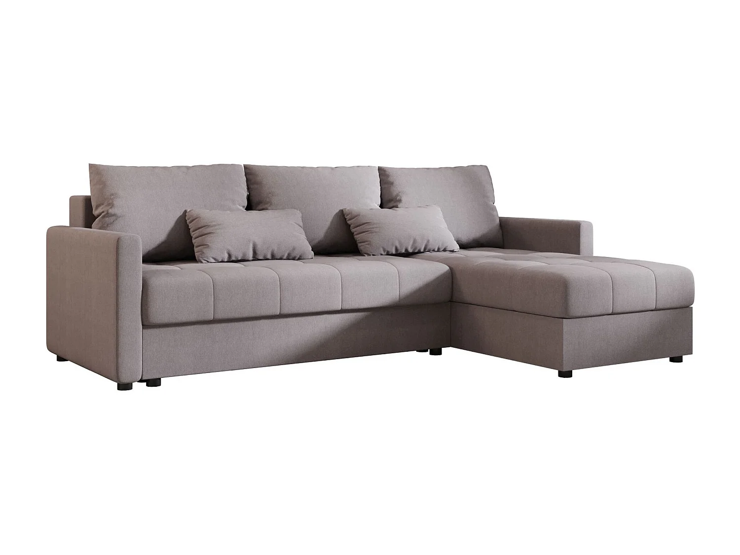 BEDANTE narożnik MOS L BIS Cosmic 160 gris droite avec fonction de lit canapé en L avec coffre de rangement canapé de salon, canapé convertible