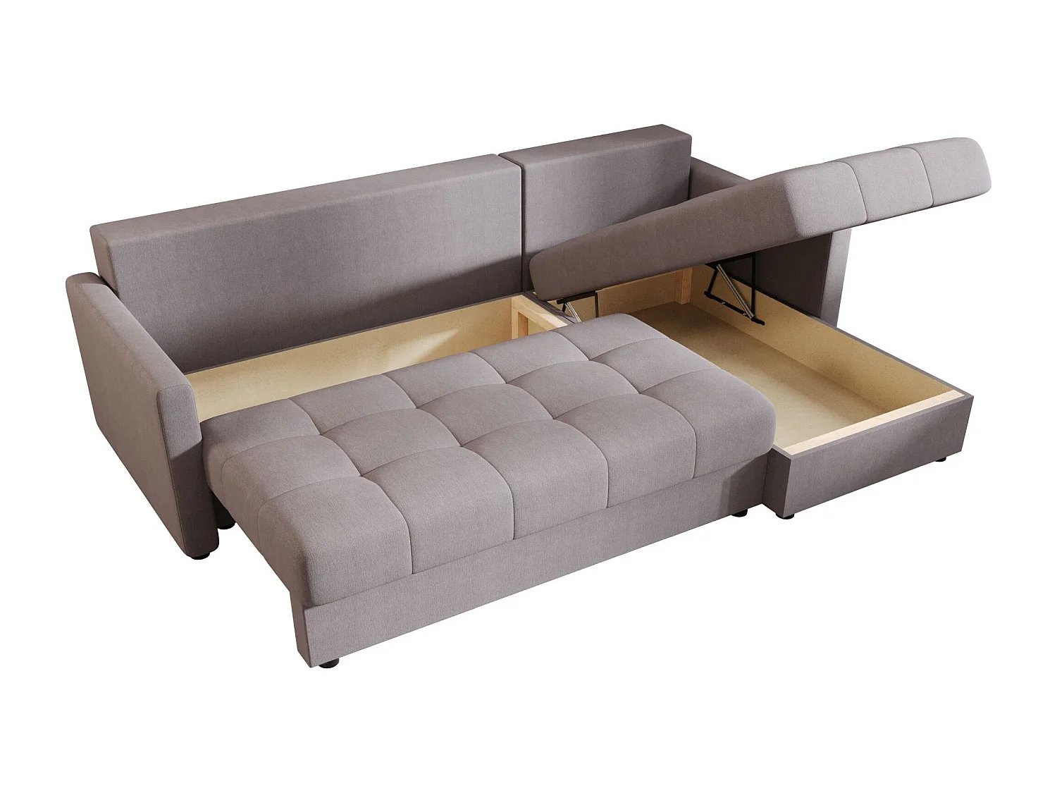 BEDANTE narożnik MOS L BIS Cosmic 160 gris droite avec fonction de lit canapé en L avec coffre de rangement canapé de salon, canapé convertible