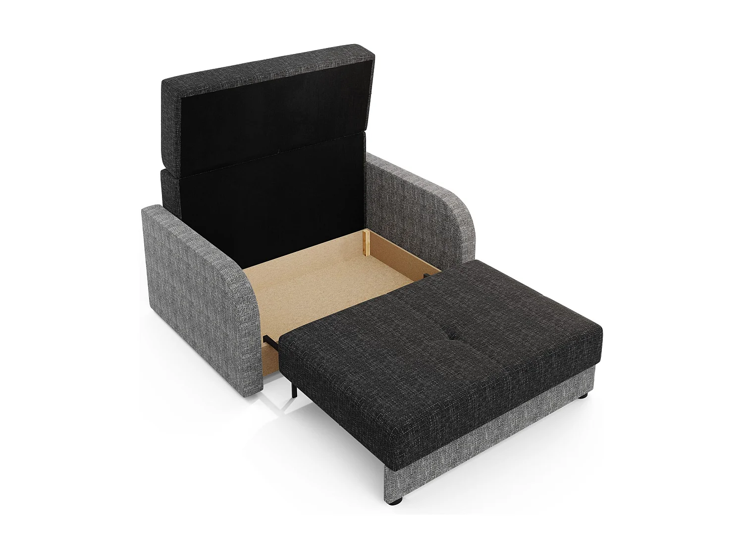 BEDANTE canapé TWICE 120 avec fonction de couchage KORNET 10+02 noir/gris