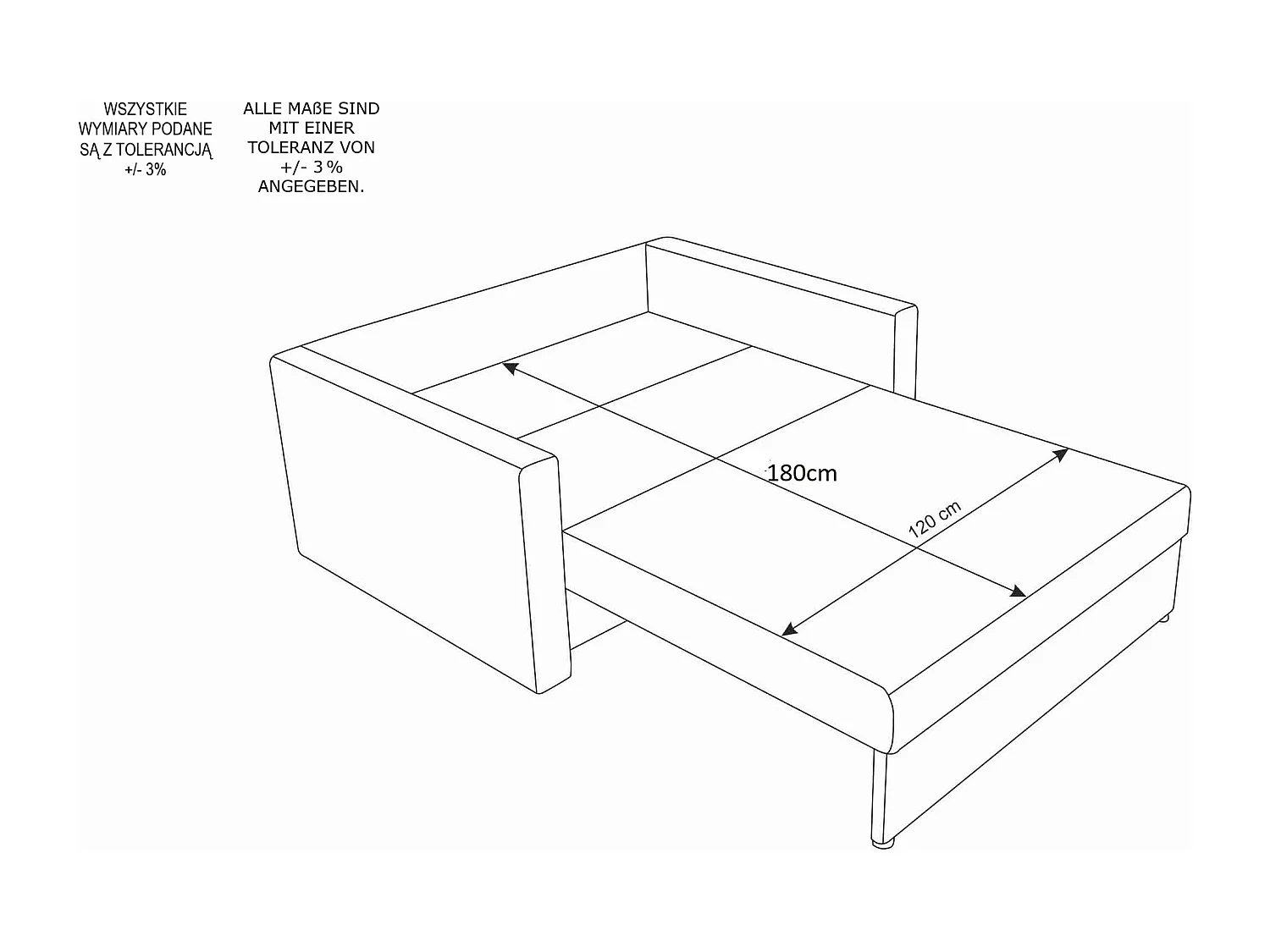 BEDANTE canapé TWICE 120 avec fonction de couchage KORNET 10+02 noir/gris