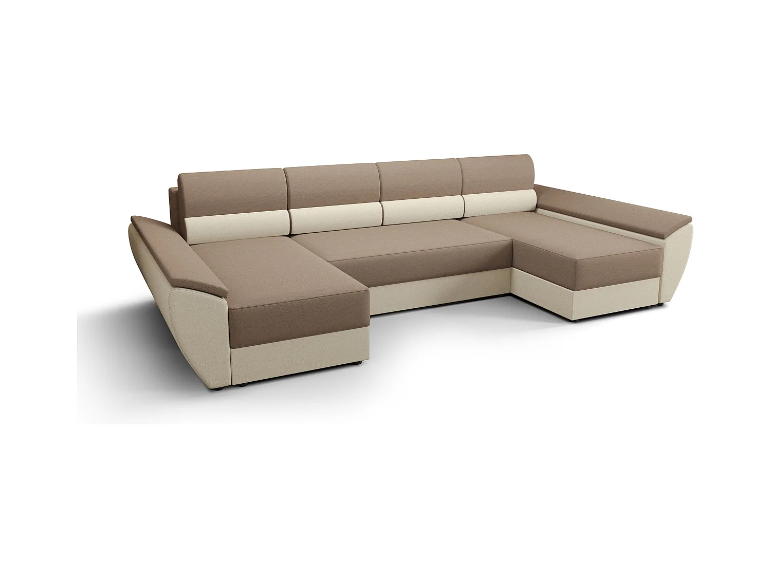 BEDANTE canapé d’angle REBIU4 RAINBOW 05+16 beige avec fonction de couchage canapé en L avec espace de rangement