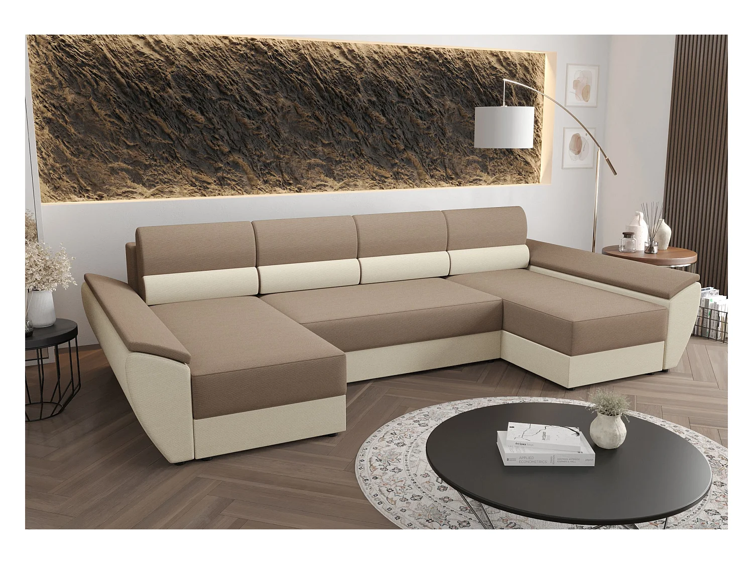 BEDANTE hoekbank REBIU4 RAINBOW 05+16 beige met slaapfunctie L-vormige bank met opbergruimte Bettkasten woonkamerbank, slaapbank, bank met opbergruimte