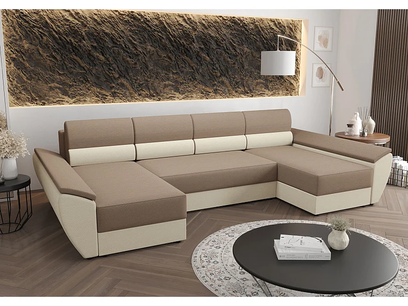 BEDANTE Ecksofa REBIU4 RAINBOW 05+16 Beige mit Schlaffunktion L-Form Sofa mit Stauraum Bettkasten Wohnzimmersofa Couch Sofa Bettsofa Bettkasten Bettcouch