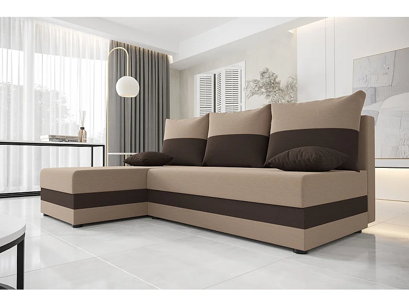 BEDANTE ECKSOFA HEWLET L Rainbow 05+41 Links Braun mit Schlaffunktion L-Form Sofa mit Stauraum Bettkasten Wohnzimmersofa Couch Sofa Bettsofa Bettkasten Bettcouch